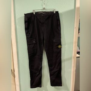 STONE ISLAND Logo-patch cotton cargo trousers